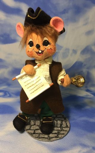 Rare 2005 Annalee 6 " Town Crier Pilgrim Mouse Doll Hear Ye 981905 Rguc