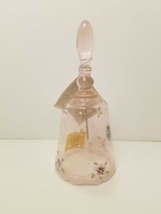 Fenton Hand Painted Pink Glass Bell – Signed