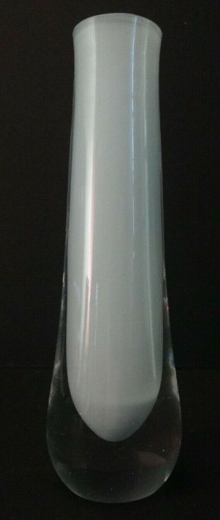 Art Glass Vase Clear Cylinder White Teardrop