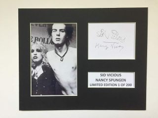 Limited Edition Sid Vicious Nancy Spungen Signed Mount Music Preprint Display