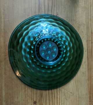 Antique Fenton Carnival Glass Green Iridescent with Stippled Coin Dot Design 3