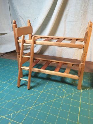 Vintage 50 - 60’s Strombecker Wood Bunk Bed With Ladder 8” Doll Ginny Etc.
