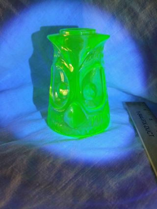 Unique Vintage Green Owl Glass Lamp Votive Candle Holder.  Lid Only
