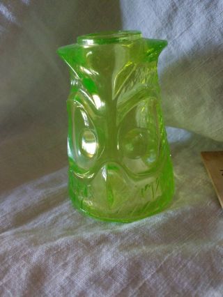 UNIQUE VINTAGE GREEN OWL Glass Lamp Votive Candle Holder.  Lid only 2