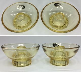 Vintage 1950 ' s Cambridge Glass Mandarin Gold Yellow Candlestick Candle Holders 3