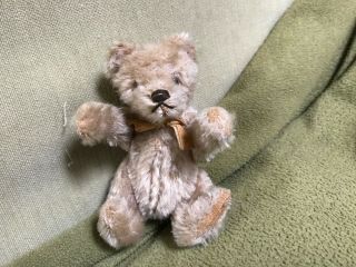 Old Antique Vtg C 1920s Miniature Mohair Teddy Bear 5.  5 " Tall Fully Jointed