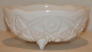 Vtg White Milk Glass Fenton Paneled Daisy&button Fruit Bowl Candy Dish Footed - 7 "