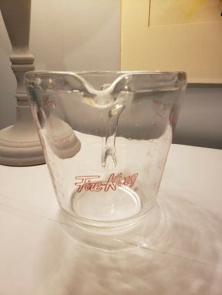 Vintage Fire King 2 Cup Glass Measuring Cup With Pouring Spout And Red Lettering