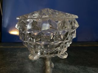 Jeanette Glass Cubist Powder Jar Matches Fostoria American