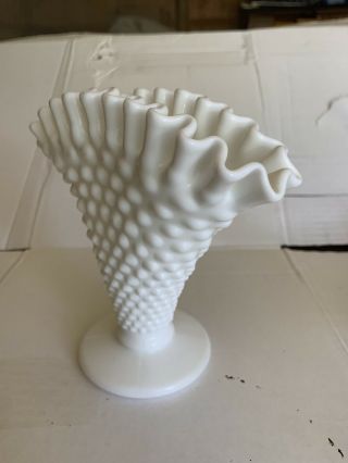 Fenton Art Glass Vintage Hobnail White Milk Glass Mini Vase