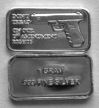 (100) 1 Gram.  999 Pure Silver Glock 2nd Amendment Bars