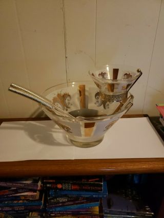 Anchor Hocking Festive 22k Gold White Chip And Dip Bowl Set Salad Bowl
