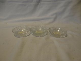 Antique Eapg Horn Of Plenty Pattern Flint Glass Set Of Three Mini Candle Dishes