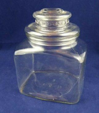 Vintage Rectangular Clear Glass Cookie Candy Biscotti Jar W/ Lid