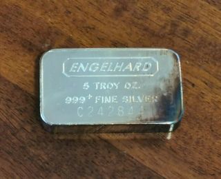 Engelhard 5 Troy Oz 999,  Fine Silver Bar,  Serial : C242844