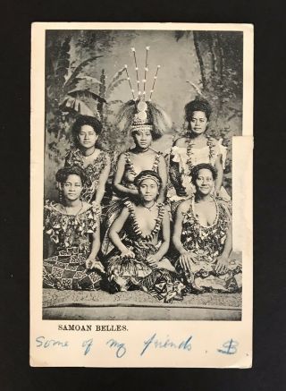 German Samoa 1907 Ppc To Uk,  Solo Franking Kaiser 10p,  Samoan Belle Card,  Rare