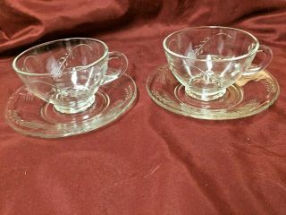 Sheaves Of Wheat Cups And Saucers Set Of 2 By Fire King Glass Co.