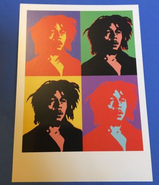Bob Marley Vintage Rare Promotional Postcard 1995 Andy Warhol Art Card