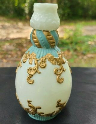 Antique Hand Painted Milk Glass Barber Bottle/vase