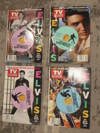 Elvis Presley,  4 Collector Tv Guides With C/d 