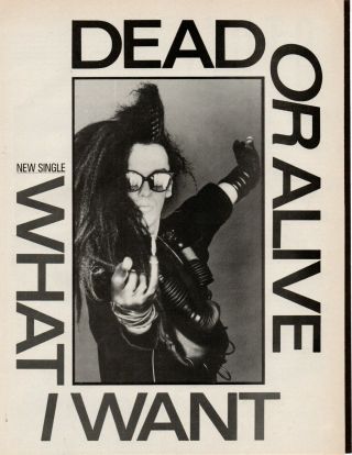 Pete Burns - Dead Or Alive - What I Want - Poster Advert 1980s