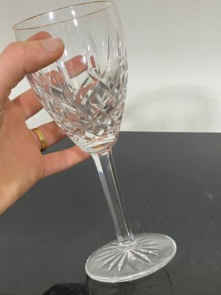 Waterford Cut Crystal Art Glass Wine Goblet Glass W/gold Trim
