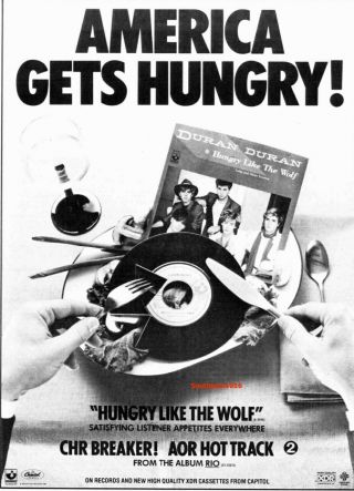 Classic 1982 Duran Duran " Hungry Like The Wolf " Song Release Promo Ad Print