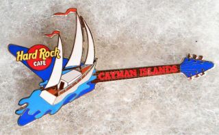 Hard Rock Cafe Cayman Islands Sailboat With White Sails Guitar Pin 13575