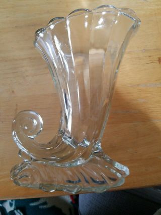 Vintage Crystal Heisey Warwick Horn Of Plenty Cornucopia Vase 7 " Usa 1933 - 1950 B