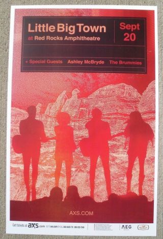 Little Big Town September 20,  2018 Red Rocks Colorado Promo 11x17 Concert Poster