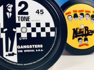 Specials.  Madness - 2 Record Label Coasters.  Gangsters.  Los Palmas 7.  2 Tone Ska