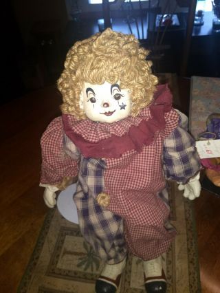 Collectible Clown,  Unique Wood - Look Resin,  Naber Style Doll