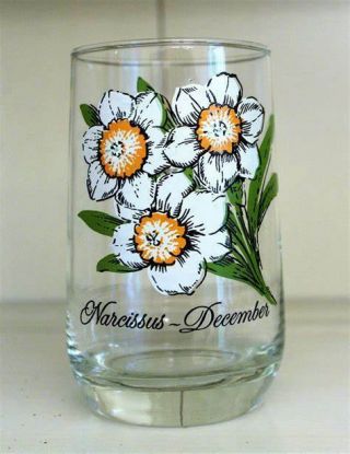 1970’s Brockway Flower Of The Month Glass Tumbler Narcissus December