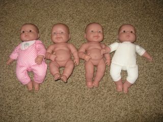 4 Berenguer Dolls 13 " Cloth & Vinyl Doll & All Vinyl One With Clothes