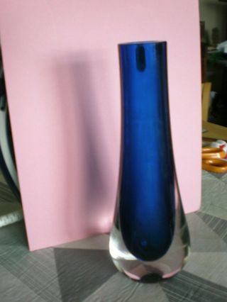Whitefriars Teardrop Vase In Midnight Blue With Label A/f 21cm