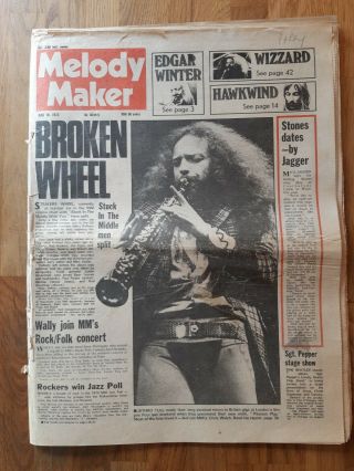 Melody Maker Newspaper June 30th 1973 Jethro Tull Sgt Pepper Stage Show Cover