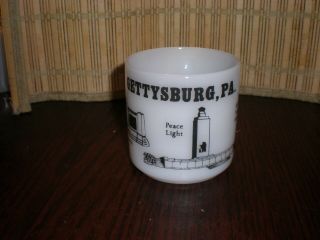 Vintage Federal Glass Souvenir Gettysburg,  Pa.  Milk Glass Coffee Cup Mug