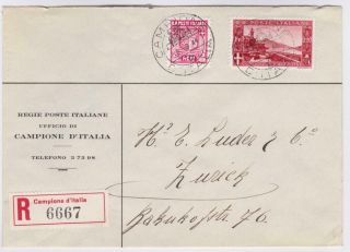 Italy Local Issues Campione 1944 20c Twin Franking On Registered Cover / N3715