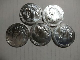 Five 1 Oz Silver Round 999 Fine Silver Year Of The Horse 2014