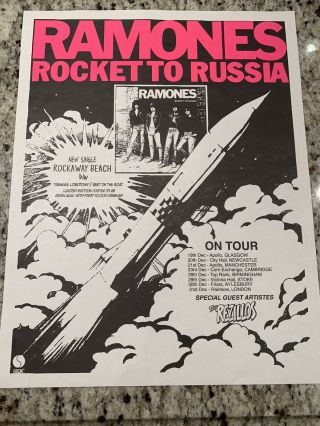 The Ramones Poster Rare Rocket To Russia British Tour Reprint Cock Sparrer Nofx