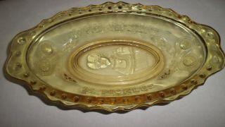 Vintage 9” Imperial Glass Amber Serving Dish Loves Request Is Pickles