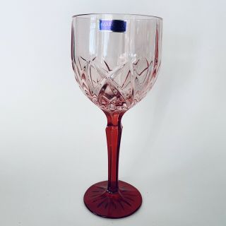 Vintage Marquis Waterford Crystal Brookside Ombre Red Pink Wine Goblet Glass