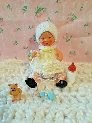 1945 Bisque Soviet Ussr Occupied Germany Baby Doll 3 3/4 " Inches Tall