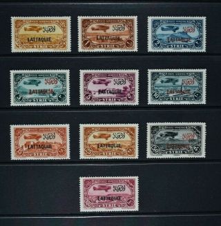 Syria - Latakia,  1931 / 33,  Ten Stamps From Set To 100p.  Value,  Um,  Cat £110.