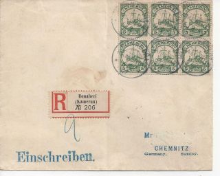 German Colony Kamerun Cameroun 1907 Bonaberi Registered Cover To Chemnitz