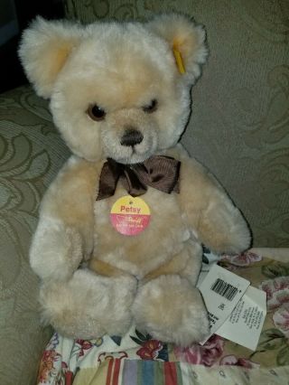 Steiff Petsy Blonde Bear Steif Club Plush Jointed Id Button,  Ear Tag,  Paper Tags