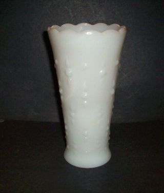 Vintage Milk Glass Vase Teardrops And Pearls Pattern 7 1/4 Inch