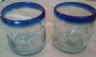 (set Of 2) Murano Art Style Hand Blown Pinched Glass Candle Holders