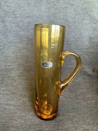 Vintage Bischoff Hand Crafted Amber Glass Tall Mug