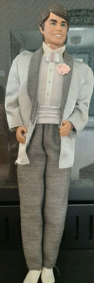 Vintage Mattel 12 " Ken Doll 1983 Brunette In Grey Tuxedo